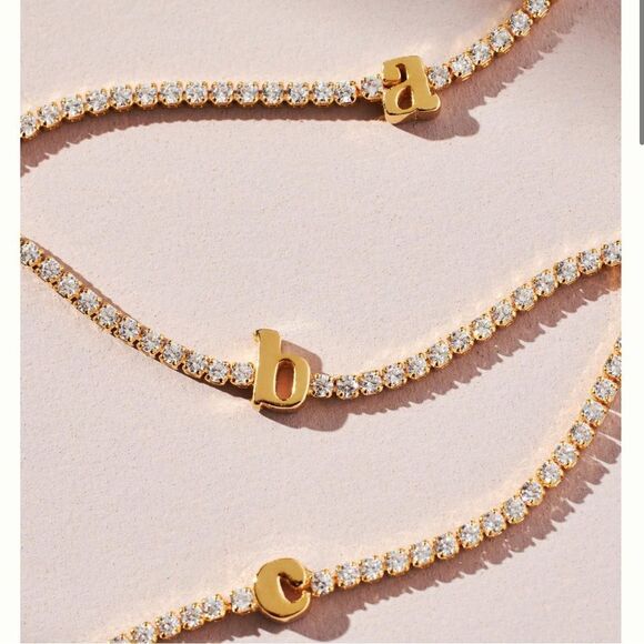 Anthropologie Pave Monogram Bracelet “g” with Gold with Crystals - Picture 2 of 5
